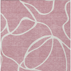 9' X 12' Pink And Ivory Abstract Washable Indoor Outdoor Area Rug Transitional Style - Pink, Ivory Color