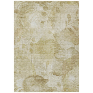 8' X 10' Beige Tan And Ivory Floral Washable Indoor Outdoor Area Rug Transitional Style - Beige, Tan, Ivory Color