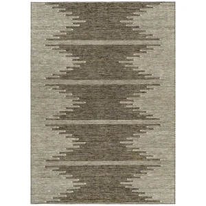 9' X 12' Coffee And Ivory Abstract Washable Indoor Outdoor Area Rug