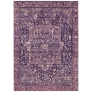 8' X 10' Eggplant Medallion Washable Indoor Outdoor Area Rug