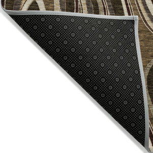 9' X 12' Brown And Ivory Abstract Washable Indoor Outdoor Area Rug Transitional Style - Brown, Ivory Color