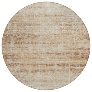 8' Copper Beige And Taupe Round Abstract Washable Indoor Outdoor Area Rug