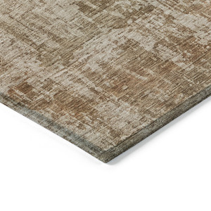 8' X 10' Beige And Copper Abstract Washable Indoor Outdoor Area Rug