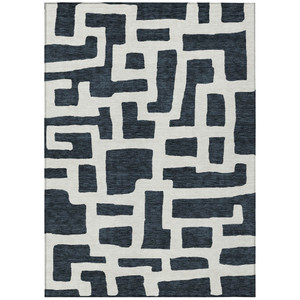 9' X 12' Black And Ivory Abstract Washable Indoor Outdoor Area Rug - 608219183820