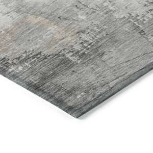 8' X 10' Ivory And Gray Abstract Washable Indoor Outdoor Area Rug - Ivory, Gray
