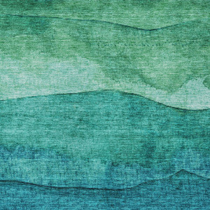 9' X 12' Teal Blue And Green Abstract Washable Indoor Outdoor Area Rug
