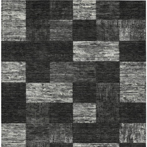 9' X 12' Black And Gray Geometric Washable Indoor Outdoor Area Rug - Black, Gray