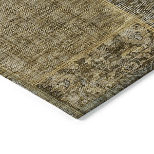 10' X 14' Brown Gray And Charcoal Patchwork Washable Indoor Outdoor Area Rug