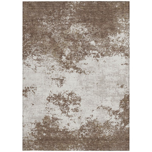 9' X 12' Brown And Beige Abstract Washable Indoor Outdoor Area Rug - 880016814552