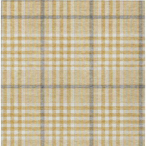 8' X 10' Gold Gray And Beige Plaid Washable Indoor Outdoor Area Rug