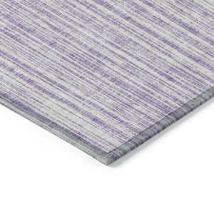 8' X 10' Lavender And Ivory Striped Washable Indoor Outdoor Area Rug