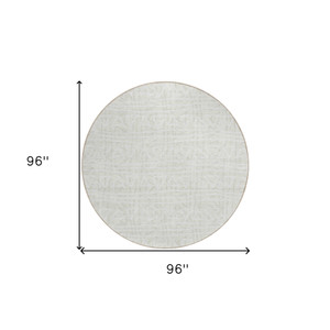 8' Ivory And Beige Round Geometric Washable Indoor Outdoor Area Rug Transitional Style - Ivory, Beige Color