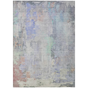 8' X 10' Purple Abstract Washable Indoor Outdoor Area Rug