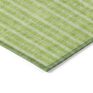 10' X 14' Lime Green And Ivory Striped Washable Indoor Outdoor Area Rug - 608219335762