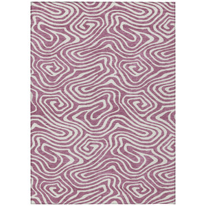 10' X 14' Plum And Ivory Abstract Washable Indoor Outdoor Area Rug