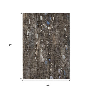 8' X 10' Chocolate And Beige Abstract Washable Indoor Outdoor Area Rug - Chocolate, Beige