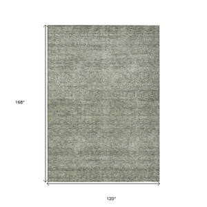 10' X 14' Sage And Ivory Abstract Washable Indoor Outdoor Area Rug