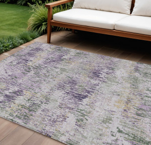 8' X 10' Lavender And Purple Striped Washable Indoor Outdoor Area Rug - 880016863048