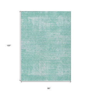 8' X 10' Turquoise And Teal Blue Abstract Washable Indoor Outdoor Area Rug