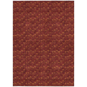 9' X 12' Burgundy Geometric Washable Non Skid Indoor Outdoor Area Rug