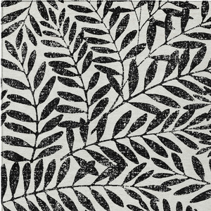 9' X 12' Black And Ivory Floral Washable Indoor Outdoor Area Rug