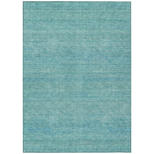 9' X 12' Aqua And Teal Blue Striped Washable Indoor Outdoor Area Rug