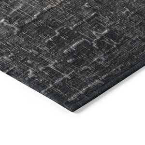 10' X 14' Khaki And Dark Gray Ombre Washable Indoor Outdoor Area Rug