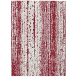 8' X 10' Merlot And Ivory Striped Washable Indoor Outdoor Area Rug