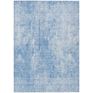 10' X 14' Denim Blue And Ivory Abstract Washable Indoor Outdoor Area Rug - 608219083694