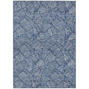 8' X 10' Navy Blue And Ivory Floral Washable Indoor Outdoor Area Rug - Navy Blue, Ivory