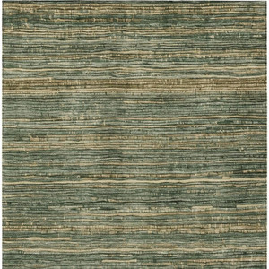 8' X 10' Fern Green And Charcoal Striped Washable Indoor Outdoor Area Rug
