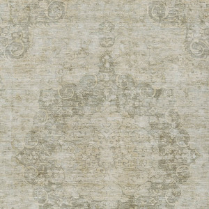 9' X 12' Sage Floral Medallion Washable Indoor Outdoor Area Rug