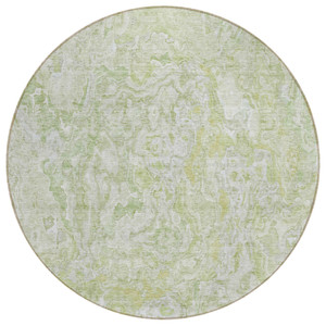 8' Artichoke Green And Fern Green Round Abstract Washable Indoor Outdoor Area Rug Transitional Style - Artichoke Green, Fern Green Color