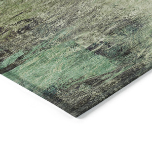 10' X 14' Beige Green And Artichoke Green Abstract Washable Indoor Outdoor Area Rug