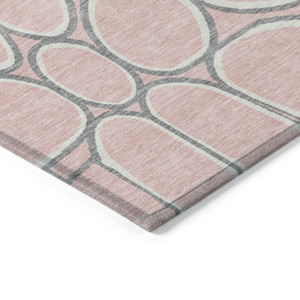 10' X 14' Pink Gray And Ivory Abstract Washable Indoor Outdoor Area Rug - 606114952145