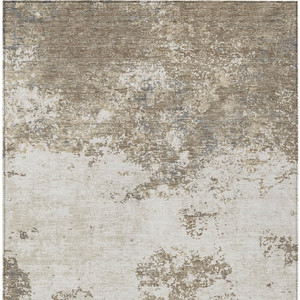 9' X 12' Taupe And Beige Abstract Washable Indoor Outdoor Area Rug