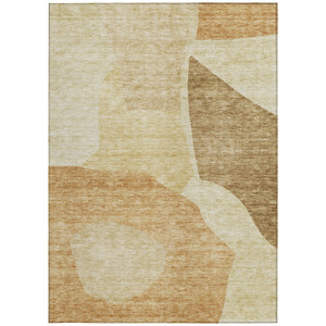 8' X 10' Beige Copper And Brown Abstract Washable Indoor Outdoor Area Rug