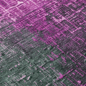 8' Blush And Dark Gray Round Ombre Washable Indoor Outdoor Area Rug