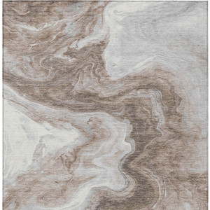 10' X 14' Taupe And Silver Abstract Washable Indoor Outdoor Area Rug