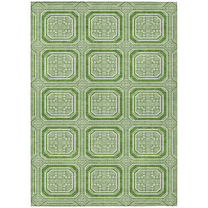 10' X 14' Green And Ivory Geometric Washable Indoor Outdoor Area Rug - 880016568783