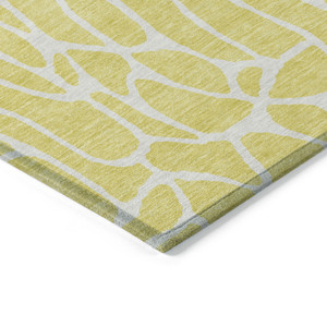 9' X 12' Yellow And Ivory Geometric Washable Indoor Outdoor Area Rug - 880016720679