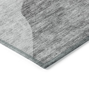 8' X 10' Silver Gray And Graphite Abstract Washable Indoor Outdoor Area Rug