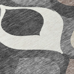 8' Gray Beige And Taupe Round Ogee Washable Indoor Outdoor Area Rug