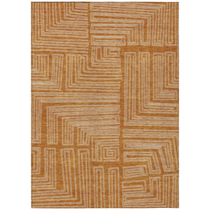 10' X 14' Copper And Ivory Geometric Washable Indoor Outdoor Area Rug - 606114961697