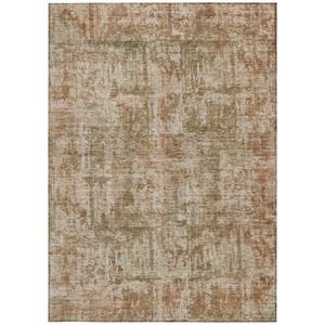 9' X 12' Beige And Copper Abstract Washable Indoor Outdoor Area Rug