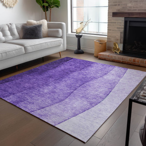 9' X 12' Purple Lilac And Lavender Ombre Washable Indoor Outdoor Area Rug