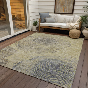 10' X 14' Beige Taupe And Gray Abstract Washable Indoor Outdoor Area Rug - 608219253028