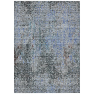 10' X 14' Gray Charcoal And Blue Abstract Washable Indoor Outdoor Area Rug