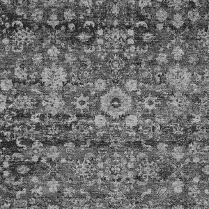 9' X 12' Gray Charcoal And Silver Oriental Washable Indoor Outdoor Area Rug