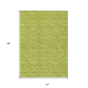 10' X 14' Moss Green Geometric Washable Non Skid Indoor Outdoor Area Rug